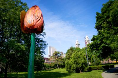 Outdoor flower sculpture