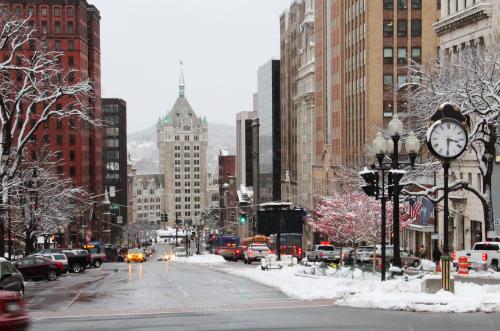 Downtown Albany in snow