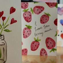 Watercolor Valentine's Day Cards Paint and Sip Nine PIn