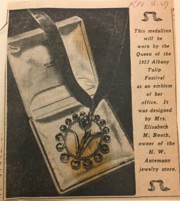 Albany Institute: The Tulip Queen’s Pendant Newspaper Clipping