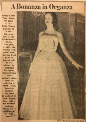 Albany Institute: Tulip Queen Ballgowns Newspaper Clipping