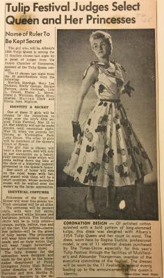 Albany Institute: Tulip Queen Coronation Dress Newspaper Clipping