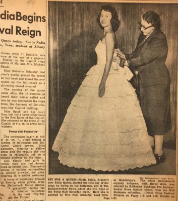 Albany Institute: Tulip Queen Ballgowns Newspaper Clipping
